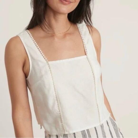 Marine Layer Stella Lace Trim Crop Sleeveless Top XL New - Picture 1 of 4
